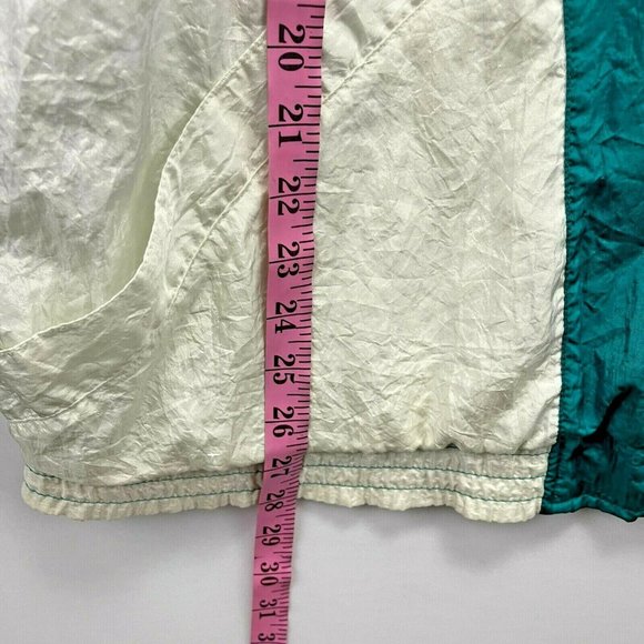 Vintage Retro 1990s Full Zip Nylon Green Blue Windbreaker Track Jacket Size XL - Picture 7 of 9